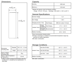 Аккумулятор Ni-MH FDK HR-4/3FAU-4500 (длина 66,3 мм, 1,2 В, 4500 мАч, 16 мОм)