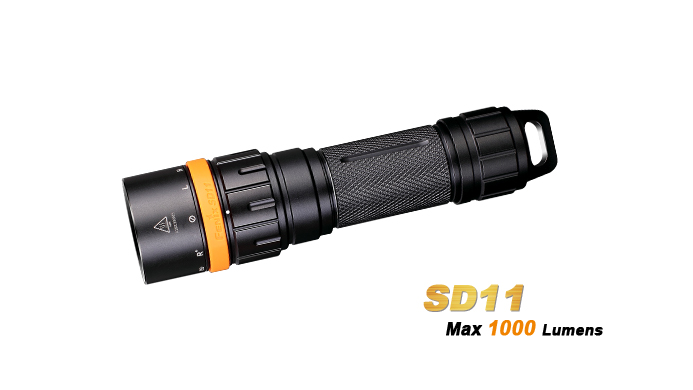 Подводный фонарь Fenix SD11 (белый+красный свет, 1000lm, 45m)