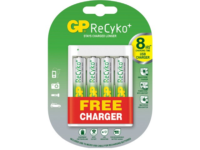 GP Recyko USB charger GPRHOU411032 (4x AA 2000 mAh)