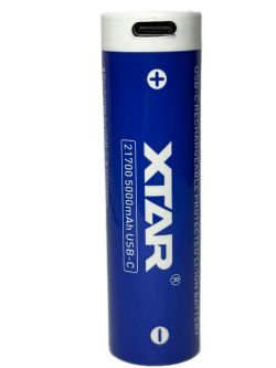 Аккумулятор Li-Ion XTAR 21700 USB-C (с защитой и ЗУ, длина 75,5 мм, 3,6/4,2 В, 10 A, 4900 мАч, 24 мОм)