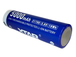 Аккумулятор Li-Ion XTAR 21700 USB-C (с защитой и ЗУ, длина 75,5 мм, 3,6/4,2 В, 10 A, 4900 мАч, 24 мОм)