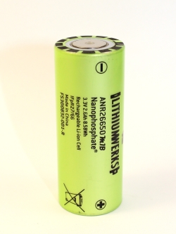 Аккумулятор LiFePO4 Lithium Werks ANR26650M1B (длина 66 мм, 3,3/3,6 В, 70/120A, 2500 мАч, 6 мОм)