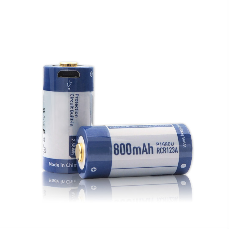 KeepPower 16340 1,8A 800mAh 3,7/4,2V P1680U (ЗУ microUSB)