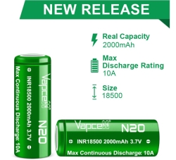 Аккумулятор Li-Ion Vapcell ICR18500 2000mah N20 (3,7 В, 5 A, 2000 мАч, 18x49 мм)