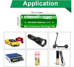 Аккумулятор Li-Ion Vapcell ICR18500 2000mah N20 (3,7 В, 5 A, 2000 мАч, 18x49 мм)