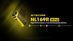 Аккумулятор Li-Ion Niteсore NL169R с платой защиты (длина 36,3 мм, 3,6 В, 950 мАч, встроенное ЗУ (USB-C)