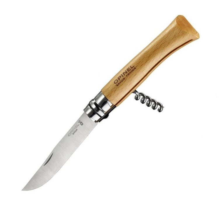 Opinel №10 Corkscrew Нож со штопором (бук, блистер)