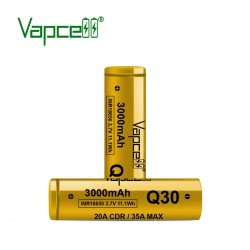 Аккумулятор Li-Ion высокотоковый Vapcell INR18650 30Q (3,6/4,2 В, 20/35А, 3000 мАч, 13 мОм, 18,4x65 мм)