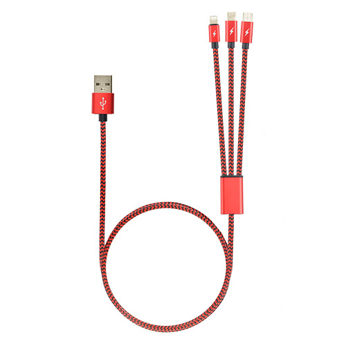 Кабель Robiton P12  USB A - MicroUSB/Type-C/8pin, 1м красный PH1