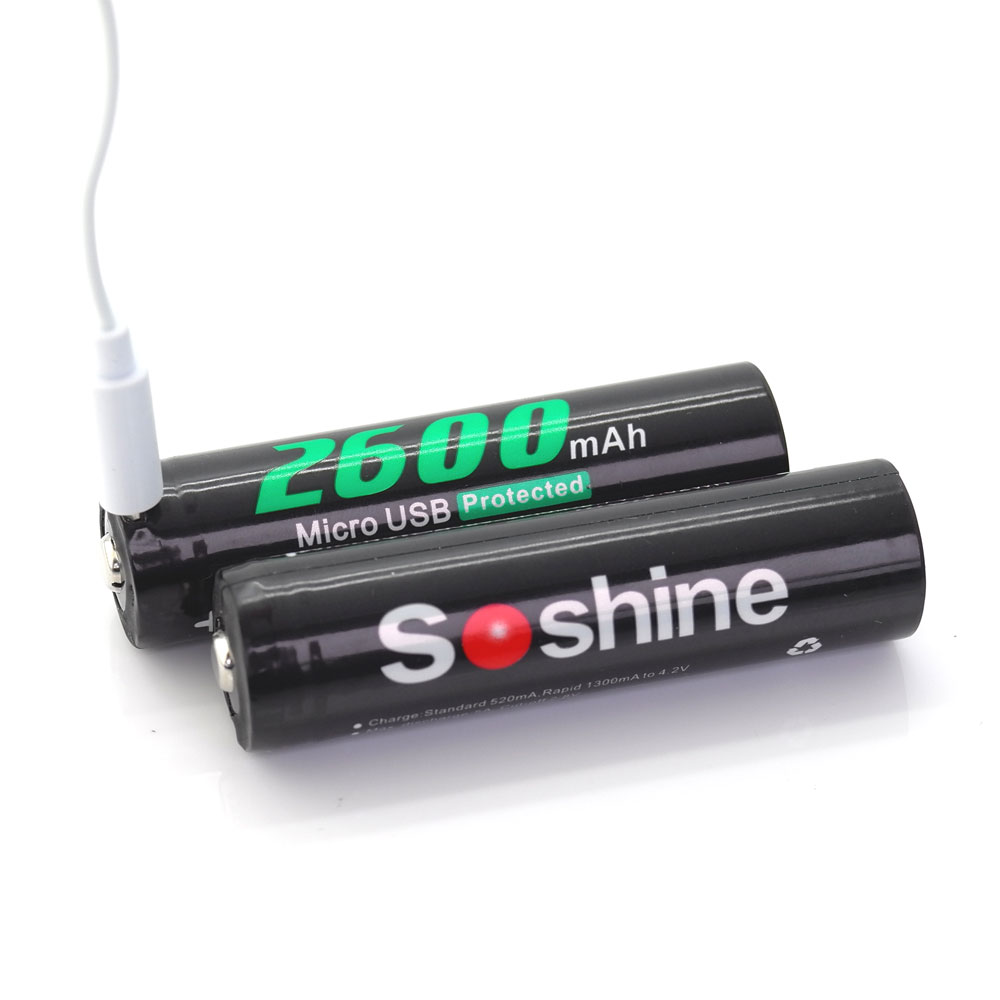 Soshine 18650 3.7V 2600mAh (ЗУ microUSB)