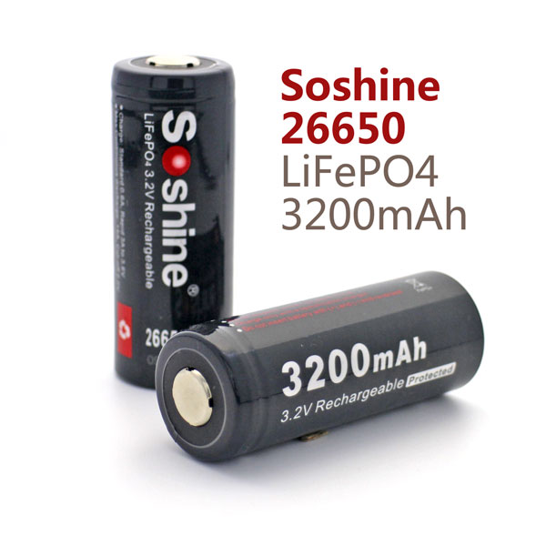 Soshine 26650 3.2V 3200 mAh LiFePO4 PCB