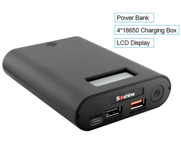 Soshine E3S-QC 18650x4 PowerBank+QuickCharger (вход Type-C)