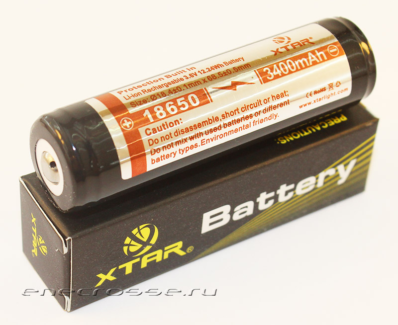 Аккумулятор Li-Ion XTAR 18650 (с защитой, длина 69 мм, 3,6/4,2 В, 6 А, 3000 мАч, 67 мОм)