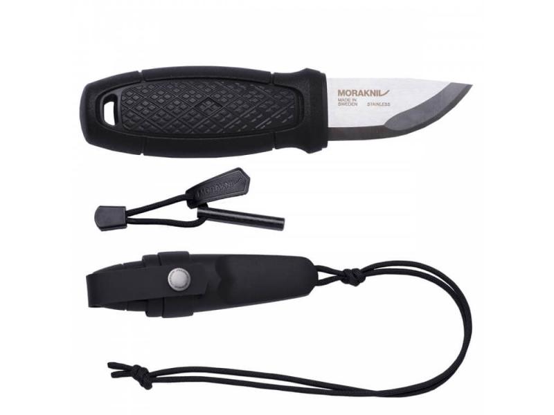 Нож Morakniv Eldris Black (нерж. сталь, ножны, шнурок, огниво, 12629)