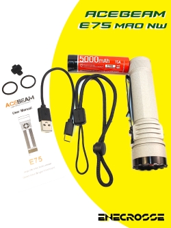 Acebeam E75 5000K MAO (УЦЕНКА, 4хNichia 519A-V1 High CRI90, 1x21700, 3000lm, 210m)