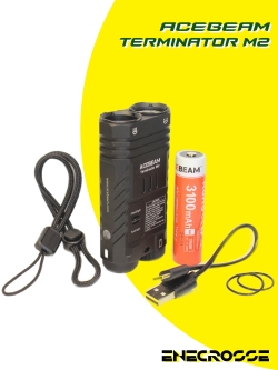 Acebeam Terminator M2 5000K Black (3хNichia 519A High CRI90, 1x18650, 2000/900lm, 164/500m)