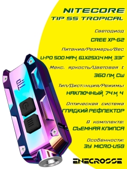 Nitecore TIP SS TROPICAL (ЗУ, XP-G2 S3, 360lm, 74m)