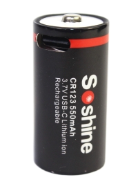 Аккумулятор Li-Ion Soshine 16340-3.7-550USB (длина 33,6 мм, 3,7 В, 500 мАч, встроенное ЗУ)