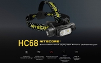 NITECORE HC68 (1х18650, 2хSST-40-W, 2000Lm, 202m)