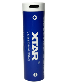 Аккумулятор Li-Ion XTAR 21700 USB-C (с защитой и ЗУ, длина 75,5 мм, 3,6/4,2 В, 10 A, 4900 мАч, 24 мОм)