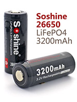 Soshine 26650 3.2V 3200 mAh LiFePO4 PCB