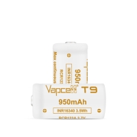 Аккумулятор Li-Ion Vapcell INR16340 T9 flat/button top (длина 32,8/34 мм, 3,6/4,2 В, 3 A, 950 мАч)