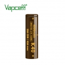 Аккумулятор Li-Ion высокотоковый Vapcell INR21700 K40 (3,6/4,2 В, 30/45 A, 4000 мАч, 9 мОм, 21,1x70,6 мм)