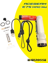 Acebeam E75 5000K MAO (УЦЕНКА, 4хNichia 519A-V1 High CRI90, 1x21700, 3000lm, 210m)
