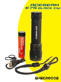 Acebeam E75 6500K Black (1x21700, 4500lm, 260m)